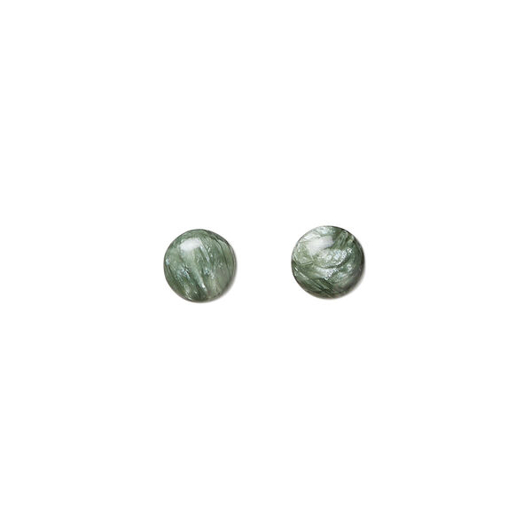 Cabochon, seraphinite (natural), 6mm calibrated round, B grade, Mohs hardness 2 to 2-1/2. Sold per pkg of 2. image number 0
