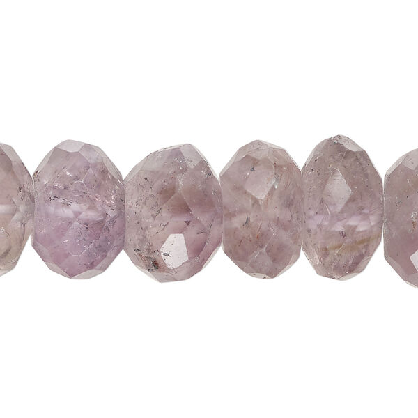 Amethyst 1pkg1, hand-cut faceted rondelle bead natural, 7 inch light to medium 14x7mm-16x11mm image number 0