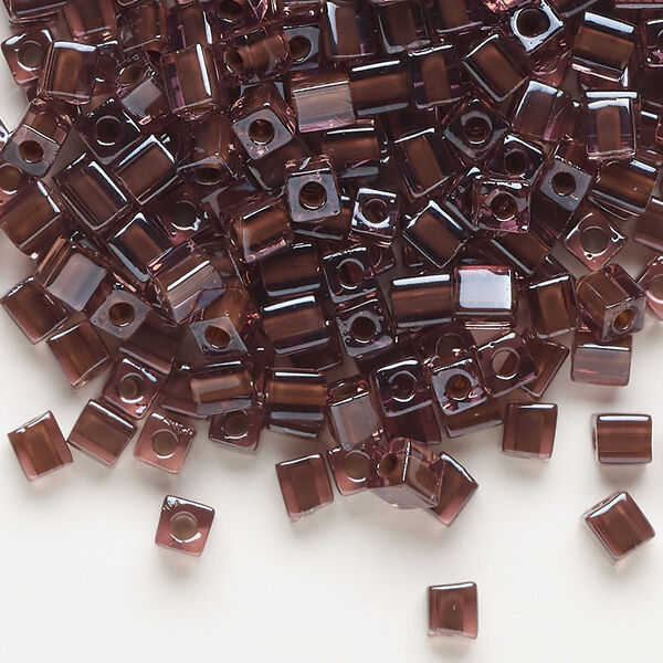 Seed bead, Miyuki, glass, pkg/25g, 3.5-3.7mm square, translucent purple inside dyed color purple, (SB-2647). image number 0