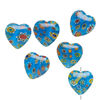 Bead, millefiori glass 1pkg6, translucent multicolored, 24-26mm 7x5mm puffed heart. image number 1