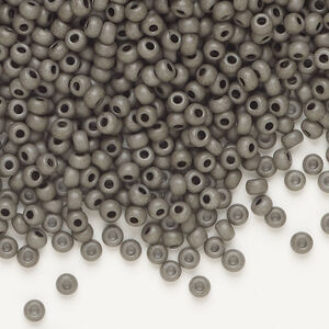 Seed bead, Preciosa Ornela Czech glass, 1pkg500g, 2.8-3.2mm rocaille, opaque matte terra dyed stone grey chalkwhite (06443)