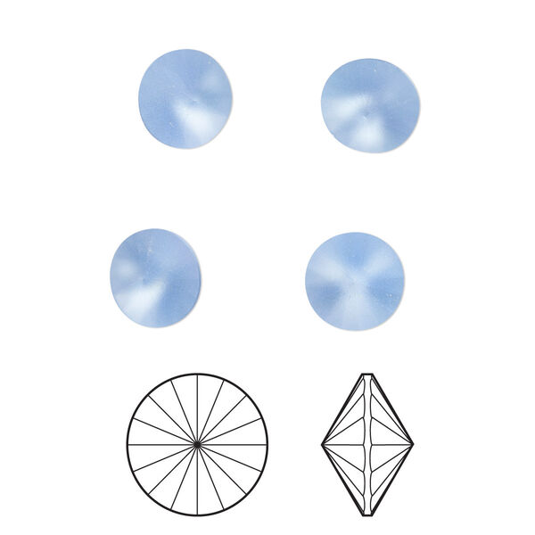 Chaton 8pk light sapphire frost foil back, Crystal Passions® 8.16-8.41mm rivoli SS39 1122 image number 0