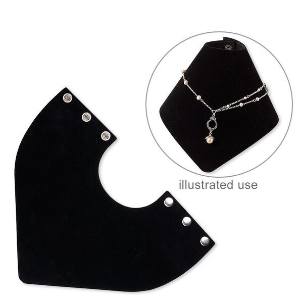 Display, necklace, plastic / velveteen / steel, black, 5 x 7-1/2 x 8-1/4 inch assembled cone with snap closure. Sold individually. image number 0