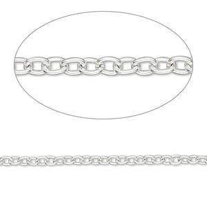 Chain 1pkg1 cable, 2.5mm lightweight, silver-finished brass 50 foot unfinished