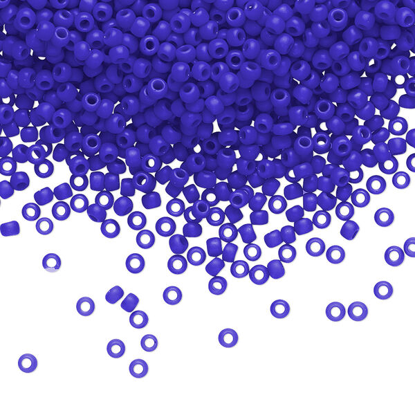 Seed bead, TOHO BEADS®, glass, pkg/7.5g, #11 round, opaque frosted navy blue (TR-11-48F). image number 0
