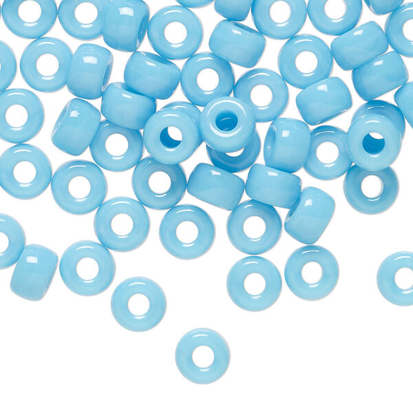 Czech pressed glass 1pkg100, crow bead opaque turquoise blue 6x4mm image number 0