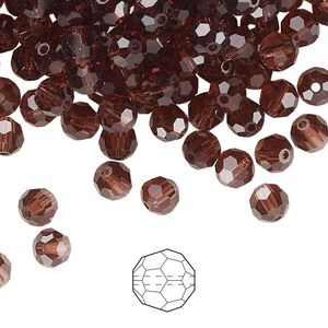 Bead 144pk light burgundy, Preciosa Czech crystal 5mm round