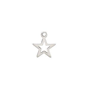 Charm, stainless steel, 9x9mm double-sided open star. Sold per pkg of 10.