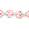 Bead, glass 1pkg8, opaque red and white, 12mm hand-painted round. image number 0