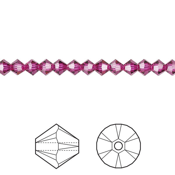 Bead 48pk fuchsia, Crystal Passions® 4mm bicone 5328 image number 0