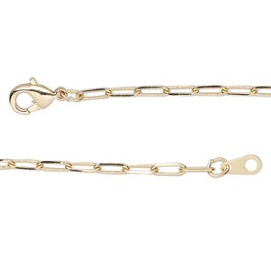 Chain 1pkg1 paperclip, 2.4mm / lobster claw clasp, gold-finished brass 16 inch