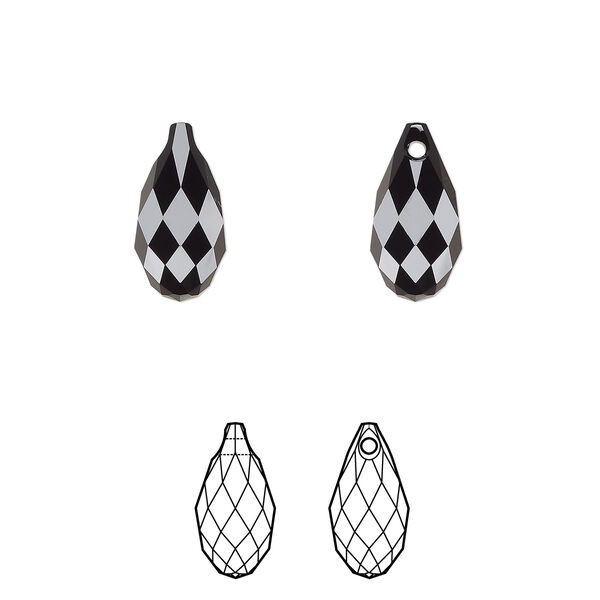Briolette 24pk jet, Crystal Passions® 13x6.5mm pendant drop 6010 image number 0
