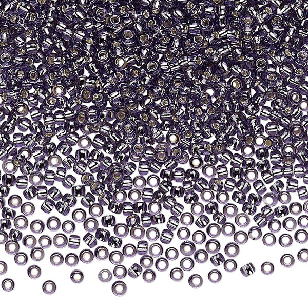 Seed bead, TOHO BEADS®, glass, pkg/7.5g, #11 round, transparent silver-lined tanzanite (TR-11-39). image number 0