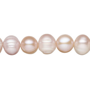 Freshwater pearl 1pkg1, semi-round natural, 15 inch mauve 8-10mm cultured