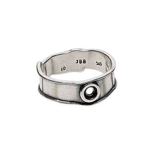 Ring, JBB Findings, antiqued sterling silver, 8mm wide flat band with SS16 flat back setting, size 10. Sold individually.