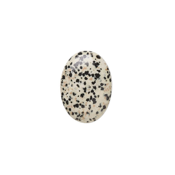Cabochon, Dalmatian jasper (natural), 18x13mm calibrated oval, B grade, Mohs hardness 6-1/2 to 7. Sold per pkg of 2. image number 0