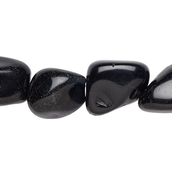 Black agate 1pkg1, tumbled nugget bead B grade, 28-30 inch medium image number 0