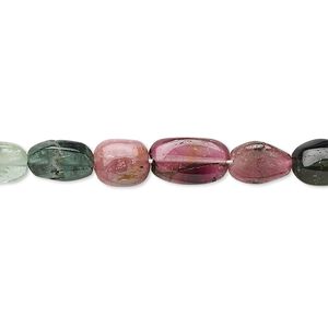 Multi-tourmaline 1pkg1, hand-cut flat oval bead natural 15 inch 7x5mm-9x6mm