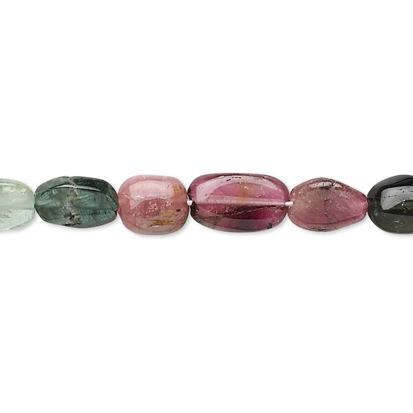 Multi-tourmaline 1pkg1, hand-cut flat oval bead natural 15 inch 7x5mm-9x6mm image number 0