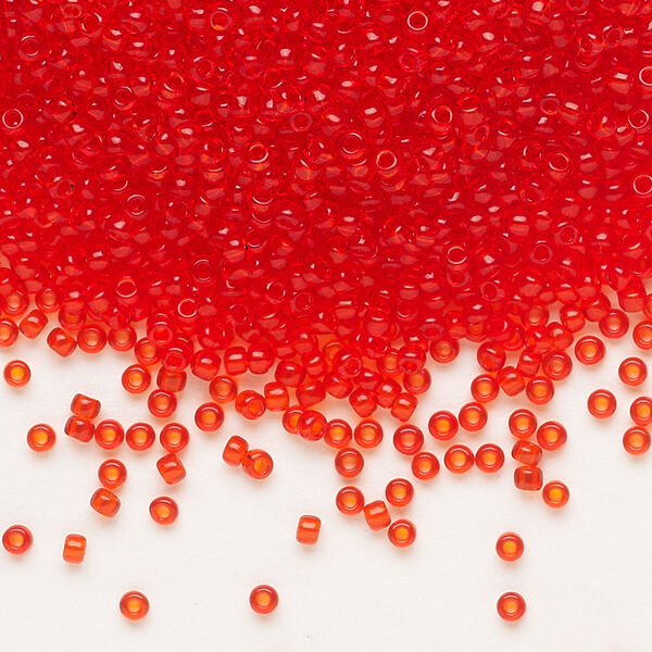 Seed bead, Preciosa Ornela, glass, transparent light red, #11 rocaille. Sold per 500-gram pkg. image number 0