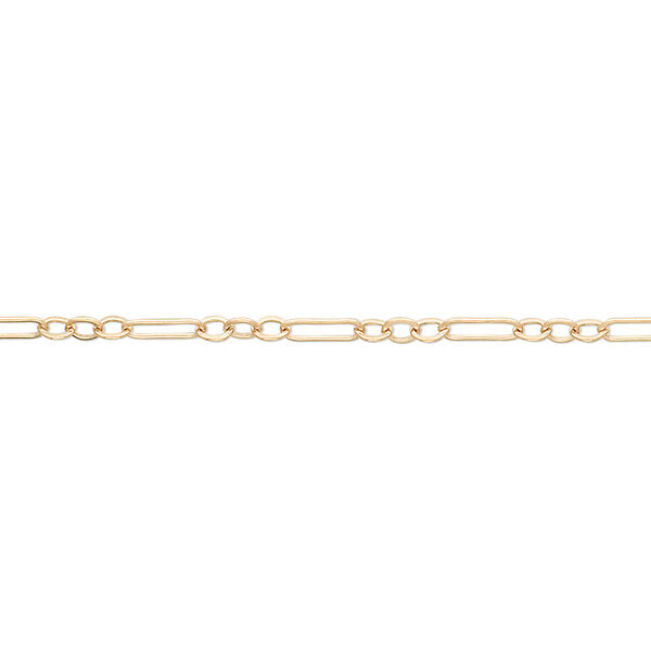 Chain, 14Kt gold-filled, 2mm flat figaro. Sold per pkg of 5 feet. image number 0