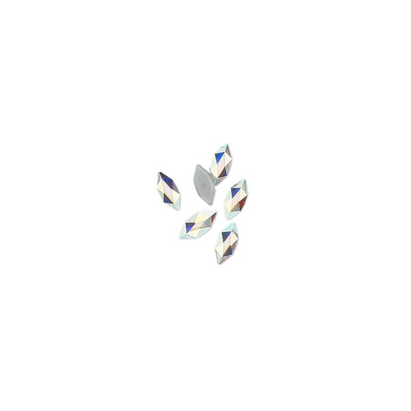 Flat back 6pk crystal AB foil back, Crystal Passions® hotfix 4x1.8mm marquise jewel 2201 image number 0
