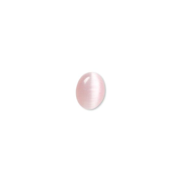 Cabochon, cat's eye glass (fiber optic glass), pink, 9x7mm calibrated oval, quality grade. Sold per pkg of 10. image number 0