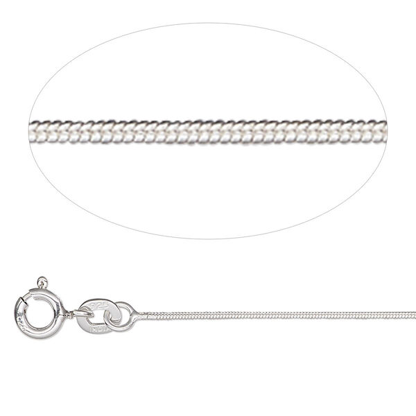 Chain, Gossamer™, sterling silver, 0.8mm snake, 16 inches with springring clasp. Sold individually. image number 0