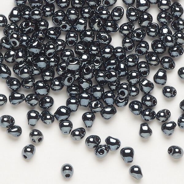 Seed bead, Miyuki, glass, pkg/10g, 4x3.4mm fringe, opaque gunmetal silver (DP-451). image number 0