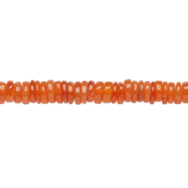 Bead, carnelian (dyed / heated), 4x1mm-6x2mm hand-cut rondelle, B grade, Mohs hardness 6-1/2 to 7. Sold per 8-inch strand, approximately 100-150 beads. image number 0