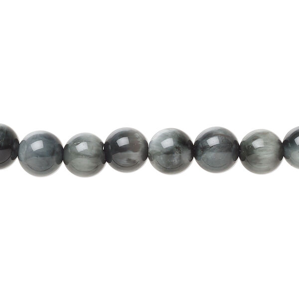 Bead, cat's eye quartz (natural), 7mm hand-cut round, B grade, Mohs hardness 7. Sold per 15-1/2" to 16" strand. image number 0