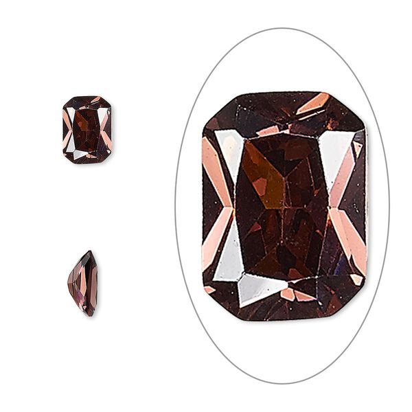 Gem, cubic zirconia, alexandrite purple, 7x5mm faceted emerald-cut, Mohs hardness 8-1/2. Sold per pkg of 2. image number 0