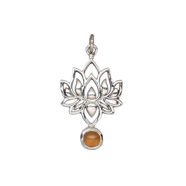 Carnelian / sterling silver 1pkg, lotus drop antiqued 22.5x14.5mm image number 1