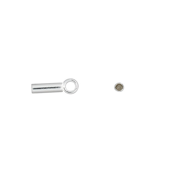 Cord end, glue-in, sterling silver, 8x2mm cylinder, 1.5mm inside diameter. Sold per pkg of 6. image number 0