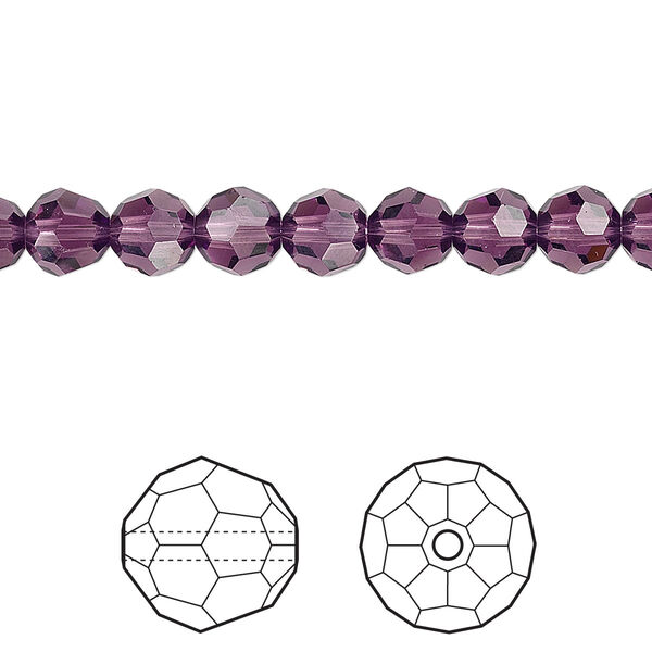 Bead 12pk amethyst, Crystal Passions® 6mm round 5000 image number 0