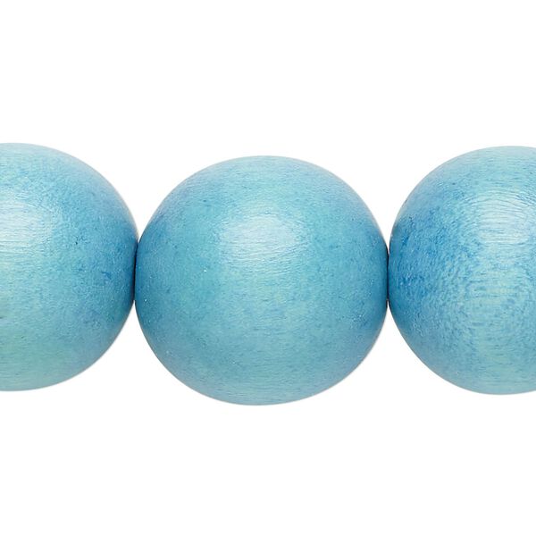 Bead, Taiwanese cheesewood (dyed / waxed), sky blue, 19-20mm round. Sold per 15-1/2" to 16" strand. image number 0