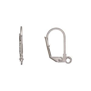 Ear wire leverback 1pkg100, 17mm / open loop, stainless steel 50 pair