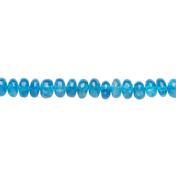 Bead, blue apatite (natural), 3x1mm-5x2mm graduated hand-cut rondelle, B+ grade, Mohs hardness 5. Sold per 8-inch strand, approximately 80-90 beads. image number 0