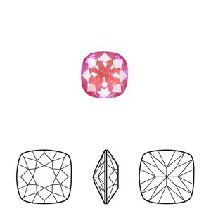 Fancy stone 2pk crystal lotus pink DeLite, Crystal Passions® 10mm cushion 4470