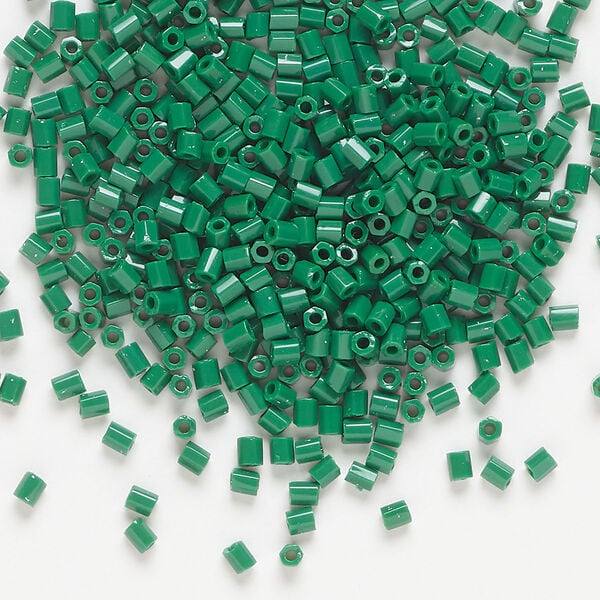 Seed bead, Dyna-Mites&trade;, glass, 1pkg40g, #11 2-cut hex, opaque pine green (774 11/0 2CUT) image number 0
