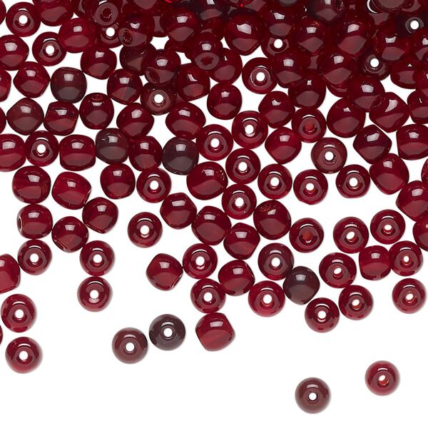 Seed bead glass 1pk #6 round, 2 ounce opaque dark red image number 0