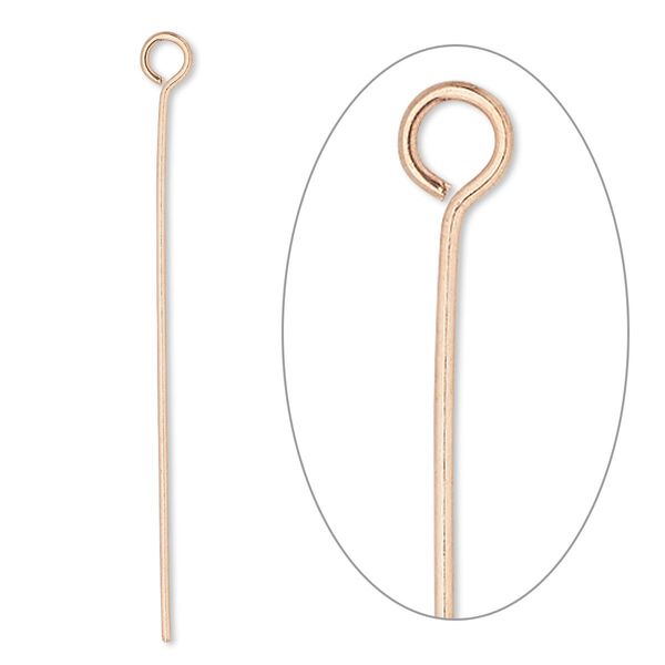 Eye pin, copper, 1-1/2 inches, 22 gauge. Sold per pkg of 50. image number 0