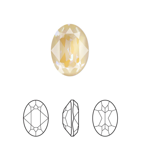 Fancy stone 12pk crystal ivory cream DeLite, Crystal Passions® 14mm oval 4120 image number 0