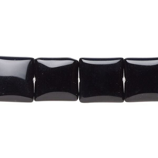 Black onyx 1pkg1, puffed square bead 15.5-16 inch 12mm image number 0