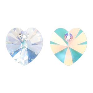 Drop 2pk crystal AB, Preciosa Czech crystal 18mm pendant heart