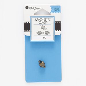 Clasp, magnetic, antiqued brass, 6mm round. Sold individually.