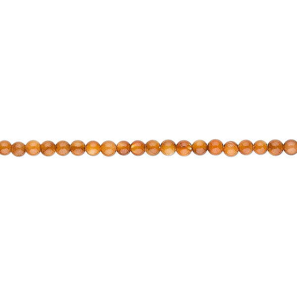 Bead, mother-of-pearl shell (dyed), dark amber, 2mm round. Sold per 16-inch strand. image number 0