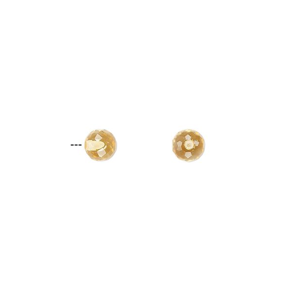 Citrine 1pkg2, half-drilled faceted round bead 4mm image number 0