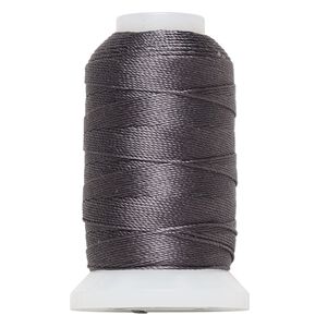 Thread, Purely Silk™, dark grey, size F. Sold per 140-yard spool.