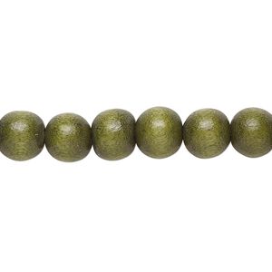 Bead, Taiwanese cheesewood (dyed / waxed), light forest green, 7-8mm round. Sold per pkg of (2) 15-1/2" to 16" strands.